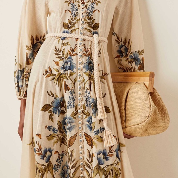 Zimmerman Aliane Belted Linen Maxi Dress - Picture 2 of 10